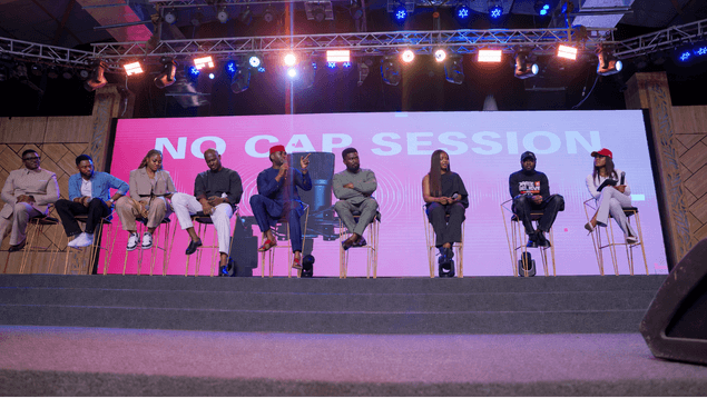 No Cap Session live panel broadcast on stage